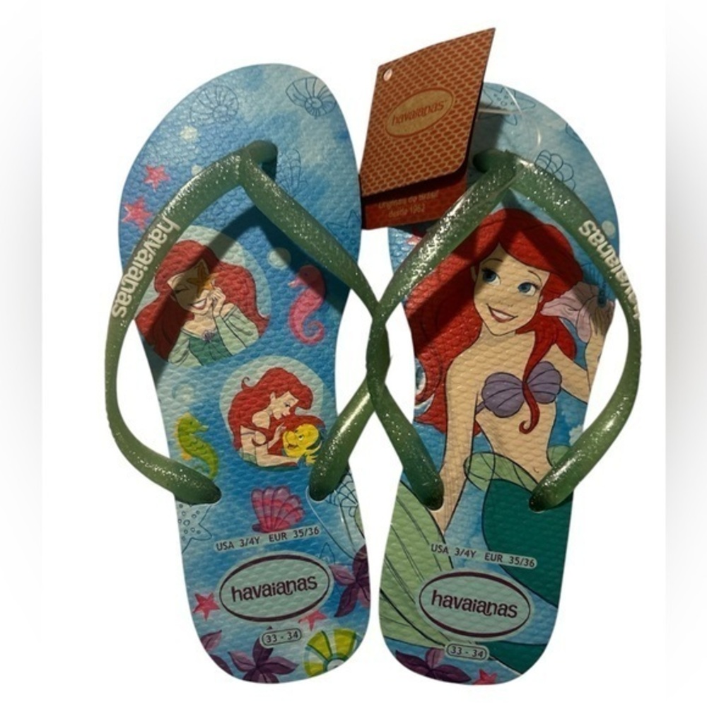 Girls Girl's Havaianas Little Mermaid Flip FLops3/4 youth